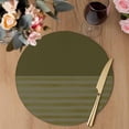 thumbnail image 3 of Olive Green Striped Round 13 Inch Placemats Set of 8, Vintage Stripes Ombre HeatResistant Non Slip Place Mats for Dining Table, Wipeable Braided Kitchen Table Mats for Housewarming, 3 of 9