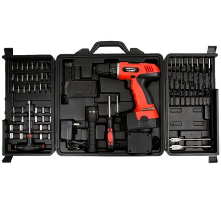 Cordless Drill Set-78 Piece Kit, 18-Volt Power Tool with Bits, Sockets, Drivers, Battery Charger, AC Adapter, Flashlight and Carrying Case by
