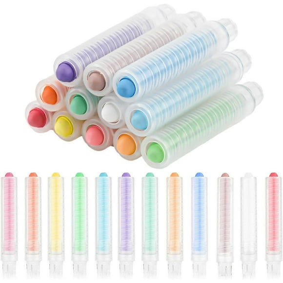 12pcs Dustless Chalk for Kids, Colorful Dustless Chalk with Holder Art Tool for