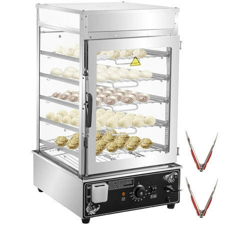 VEVORbrand Commercial Bun Steamer  5-Layer Restaurant Bun Warmer  Electric Food Warmer with 11.8x11.8 inch Racks  30-110?/86-230?  Bun Bread Steamer Machine  900W Hot Dog Warmer  for Buffet