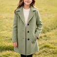 thumbnail image 3 of Chiccall Girls Notched Lapel Mid Length Coat Buttons Pockets Elegant Fall Winter Party Casual Outer Coat for Kids, 3 of 7