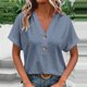 thumbnail image 2 of Conjuntos de otoño para mujer,Camiseta de cuello en V para mujer, informal, de manga corta, de poliéster suave, ideal para el hogar y el uso diario, sopatenor, 2 of 9