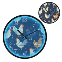 Voice Activated Clock with Glow Light 12 Inch Large Silent Wall Clock Battery Operated for Home Decor Chickens and Hens