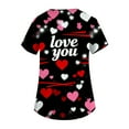thumbnail image 4 of Valentines Scrubs Top for Women Plus Size Hoilday Short Sleeve Cute Valentine Love Printed Scrub Shirts Casual V Neck Scrubs Nursing Uniform Medical Nurse Workwear with Pockets Red M, 4 of 5