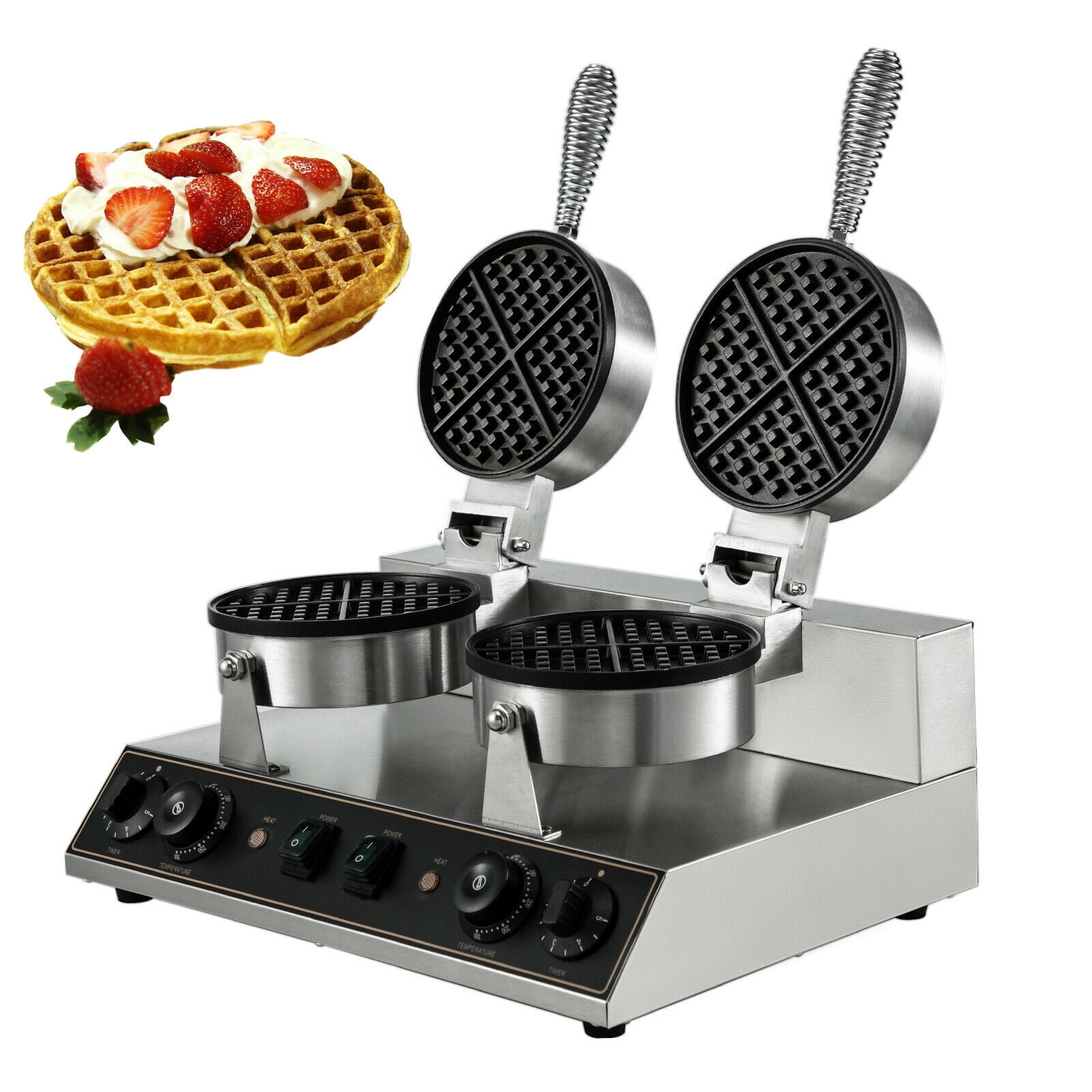 VEVOR 110V Commercial Waffle Maker Nonstick 1200WX2 Electric Waffle