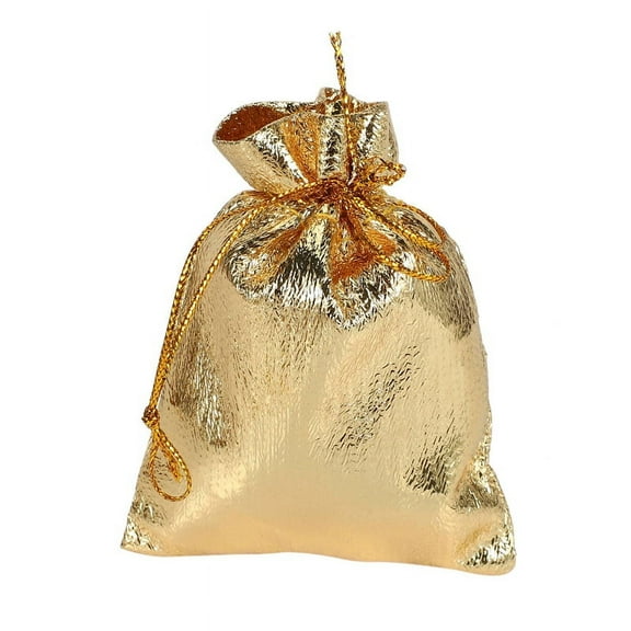 2024 TOP! 100Pcs Gold Foil Organza Bag Candy Gift Bags Christmas Decoration Wedding Favor Pouch Packaging Drawstring 7x9Cm