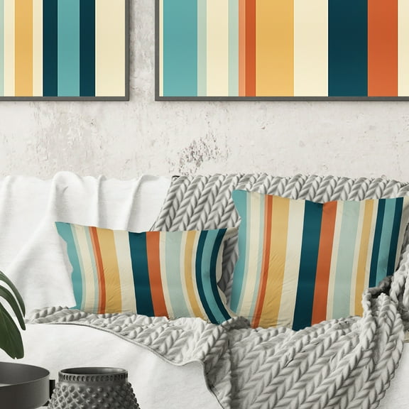 DESIGN ART Designart "Nomadic Blend Striped Pattern I" Striped Printed Throw Pillow 16 x 16