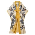 thumbnail image 6 of Puliio Womens Kimono Robes Elegant Floral Print Long Sleeve Nightgown Bathrobe Ladies Soft Comfortable Sleepwear Housecoats,Size XS, 6 of 7