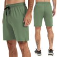 thumbnail image 2 of Breezora Mens Workout Shorts with Side Pockets and Elastic Waist Activewear for Running Training Basketball and Gym In Lightweight Breathable Fabric L Size Green, 2 of 9