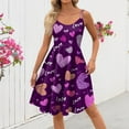 thumbnail image 5 of Women Valentines Day A Line Dress with Adjustable Spaghetti Straps Vintage Inspired Fit and Flare Light Purple L, 5 of 6