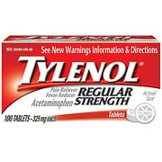 2 Pack TYLENOL Regular Strength Pain Reliever Fever Reducer 325mg Tablets 100 Ea