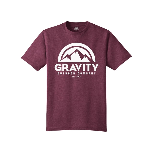Gravity Outdoor Co. T-Shirt Col Rond Tri-Blend - Logo Blanc - Marron Chiné - L