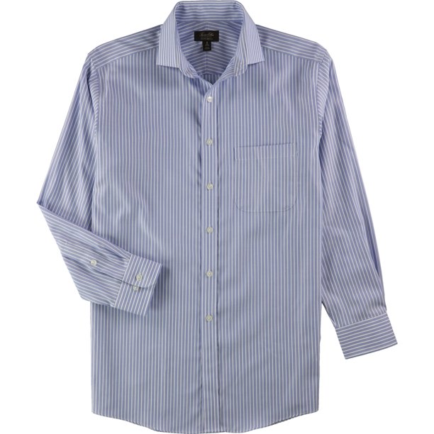 Camisa de vestir Tasso Elba con botones de sarga sin planchado para hombre azul marino 15