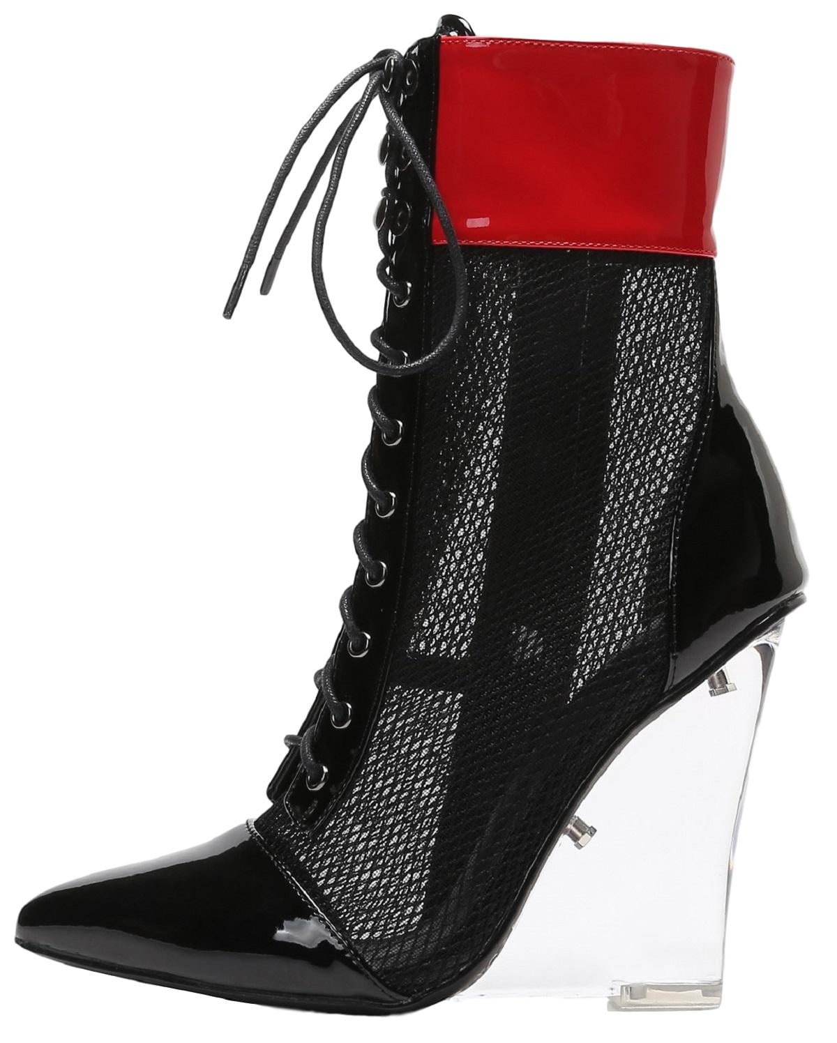 Mackin J 3121 Womens Ankle High Pointed Toe Lucite Wedge Heel