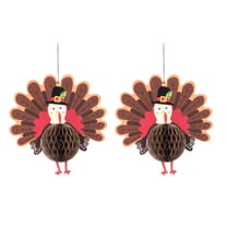 Hemoton  2 Pcs Turkey Thanksgiving Games Party Centerpieces Honeycomb Balls