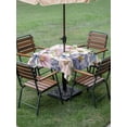 thumbnail image 4 of Outdoor Tablecloths with Umbrella Hole & Zipper, Spring Flowers 54x54 Inch Square Tablecloths, Watercolor Floral Dragonflies Vintage Waterproof Table Cloth, Patio/Pool/Picnic Table Covers, 4 of 8