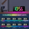 thumbnail image 4 of Onekawa Digital Alarm Clock Large LED Display RGB Alarm Clock with 10 Color Night Light Adjustable Brightness USB Charging Clock for Bedroom Nightstand Home Office Decor, 4 of 10