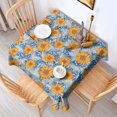 thumbnail image 2 of Blue Orange Sunflower Leaf Pattern Square Tablecloth,Waterproof Square Table Cover,Wipeable Spillproof Washable Table Cover for Home Kitchen Party Decor 52"x52"(132x132cm), 2 of 6