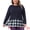 Navy Blue, variant on Women's Plus Long Sleeve T Shirt Tops Patchwork Blouse 4X Navy Blue