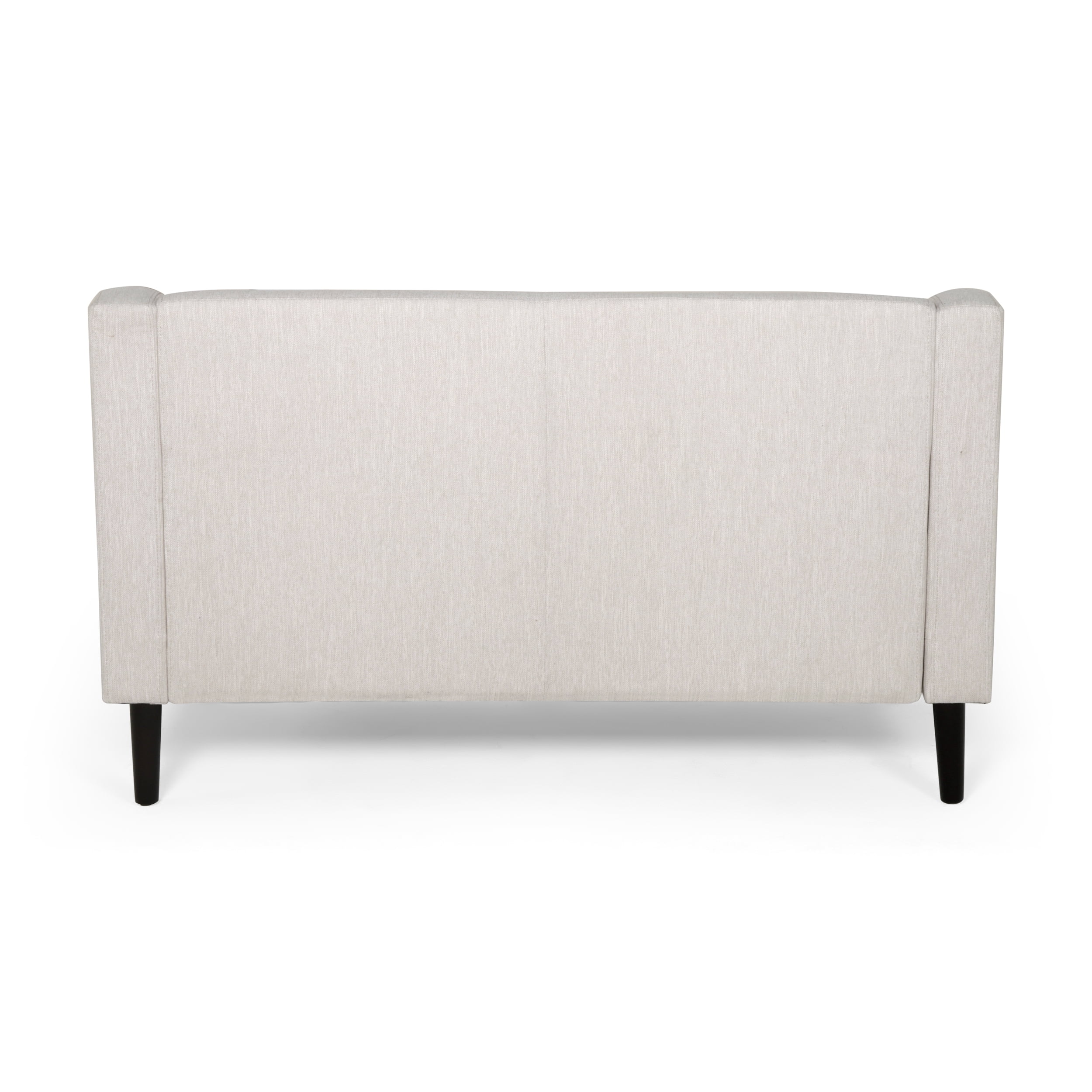 Noble House Kayden Indoor Contemporary Fabric Upholstered Loveseat, Beige, Dark Brown