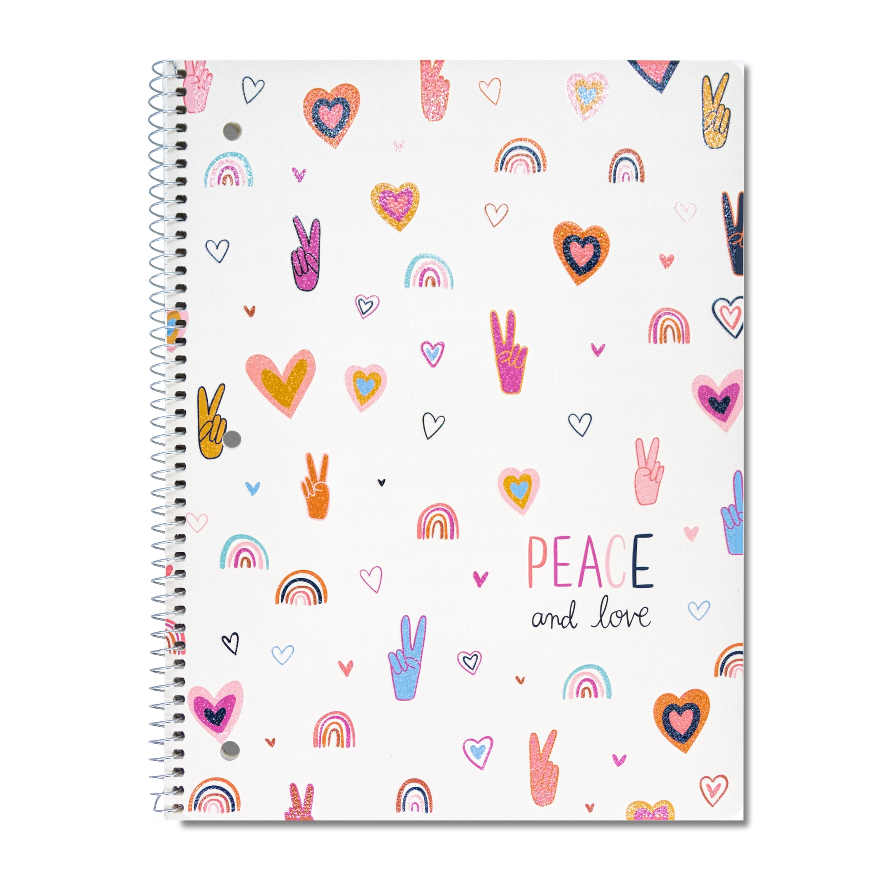 Class Act Stationery 1-Subject Spiral Notebook, 80 WR Sheets, Love and Peace