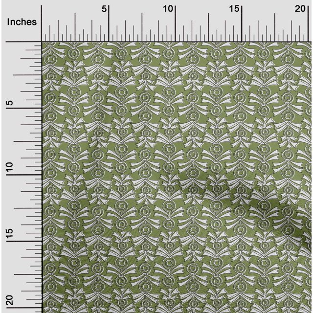 oneOone Polyester Lycra Fabric Floral Block Printed Fabric 1 Yard 56 Inch Wide