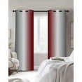thumbnail image 3 of Red Grey White Blackout Curtains 63 Inches Long, Farmhouse Ombre Color Modern Simple Thermal Insulated Black Out Curtains, Darkening Window Curtain Drapes for Bedroom Living Room 52"x63" 2 Panels, 3 of 8