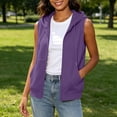 thumbnail image 5 of dazeni Women's Plus Size Zip up Hoodies Vest Lightweight Sleeveless Hooded Jackets Loose Casual Athletic Drawstring Sweatshirts Waistcoat Outwear with Pockets Purple 4X-Large, 5 of 9
