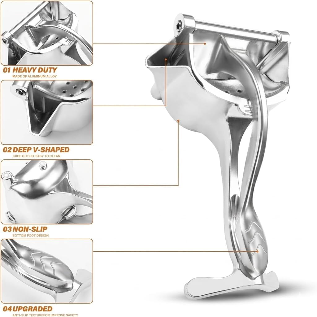 2026 Upgraded Heavy Duty Manual Hand Juicer Squeezer,【Premium Aluminum Alloy】Lemon Squeezer Press for Orange, Lime & Citrus Fruits