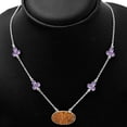 thumbnail image 2 of Coquina Fossil Jasper & Amethyst 925 Sterling Silver Necklace Jewelry SDN1411, 2 of 6