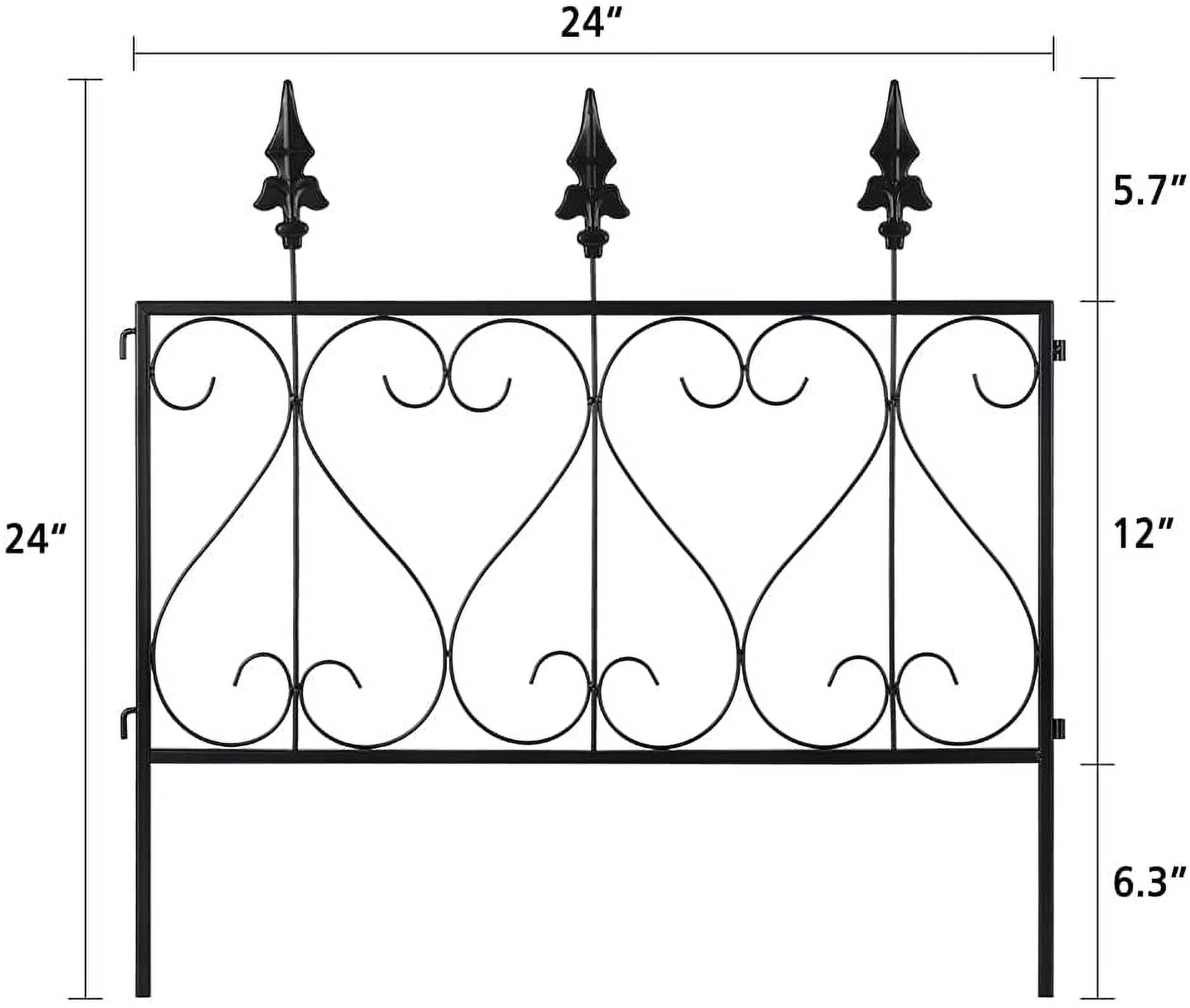 Oumilen Outdoor Decorative Garden Fence 24in x 24in Black Coated Metal, Set of 5