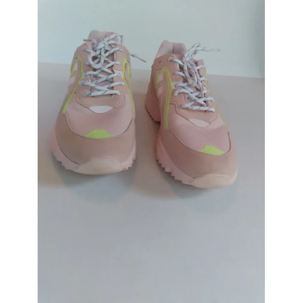 Sneakers Fashion Chunky Platform Pastel Pink Neon Trim Athletic Shoes