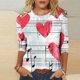 thumbnail image 1 of TaTaai Women's Valentine Heart Print 3/4 Sleeve Round Neck Loose T-Shirt, Valentine's Day Gift, Casual Daily Home Work Top Gift, 1 of 5