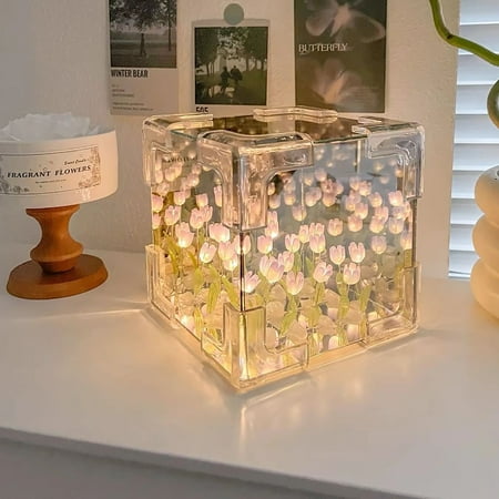 

Handmade Diy Sea Of Flowers Cube Night Light Material Bag Gift For Lover And Girlfriend