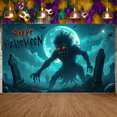 thumbnail image 6 of Creepy Cartoon Design Halloween Banner Spooky Graveyard Scene Decorative Elements for Halloween Party Scary Event Haunted House, 6 of 9