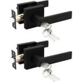 thumbnail image 2 of 3 Pack Interior Bedroom Entrance Door Lever Doorknobs Door Lock One Keyway Entry Keyed Entrance Lockset in Black Each with 3 Keys, 2 of 9
