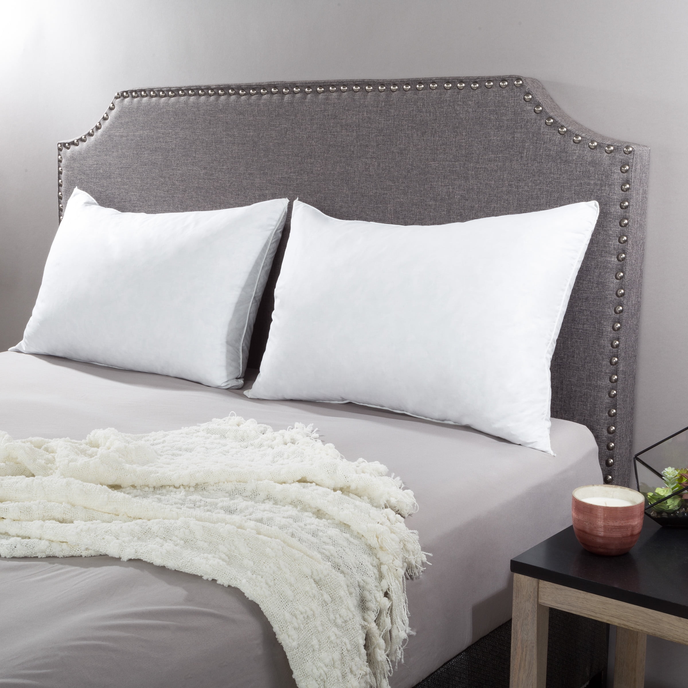 Feather/Down Pillows - 20âx28â Hypoallergenic Overstuffed Standard Set - 100% Quill Proof Cotton
