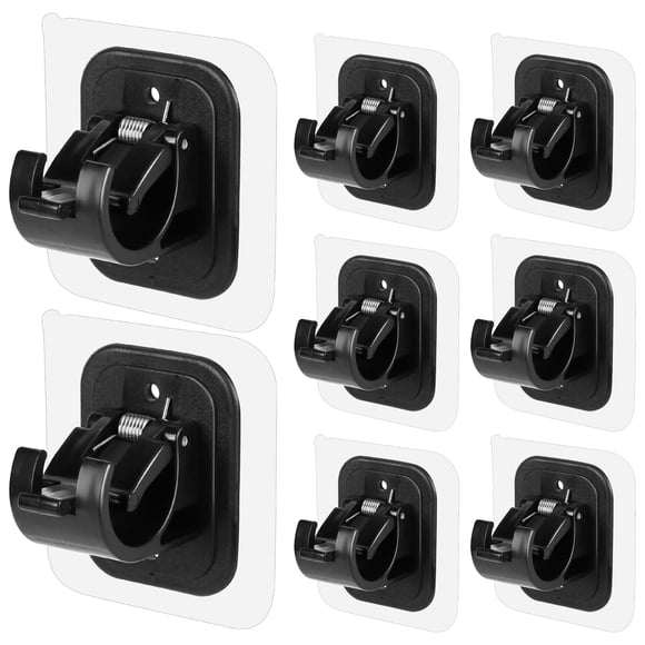 8 soportes para barra de cortina sin taladros, autoadhesivos, ganchos para barra de cortina, ganchos para barra de cortina sin clavos, ganchos para cortina para baño, cocina, hogar, baño y hotel (negr