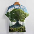 thumbnail image 3 of Tree with Life Womens Tops Women's Fashion Casual Short Sleeve Flower Print Round Neck Pullover Top Blouse, 3 of 6