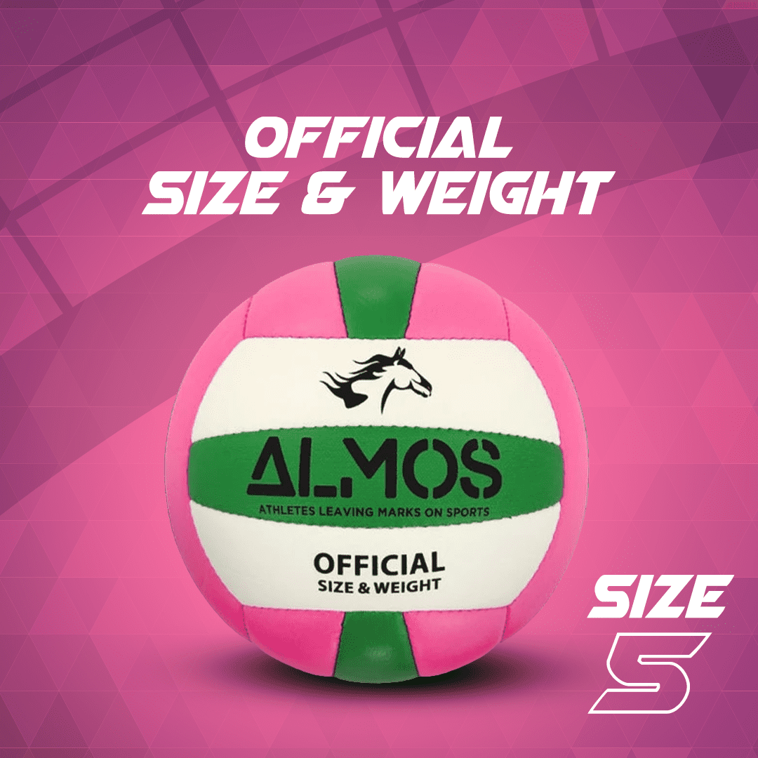 Almos Training Volleyball for Club, Indoor and Outdoor Play, Official Size 5 – Pink Green