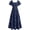 Navy Blue, variant on Women's Summer Boho Maxi Dresses Floral Short Sleeve Square Neck Smocked Flowy Long Dress Vacation Outfits