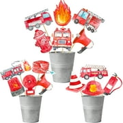 22pcs Fire Truck CORNET Party Centerpieces Sticks Firetruck Birthday Centerpieces for Tables Fire Truck Theme Party Decorations for Firefighter Birthday Party Frieman Baby Shower Supplies