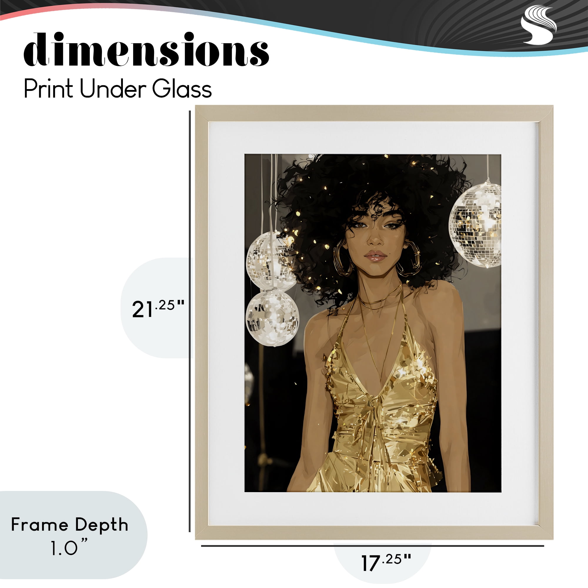 Stupell Industries Golden Disco Dream Party Birch Framed Print Under Glass, design by Franklyn Gregory