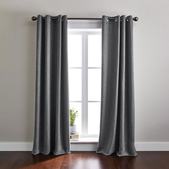 Better Homes & Gardens Linen Grommet Blackout Window Curtains Panel, 50" x 95", Grey