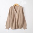 thumbnail image 4 of Odeerbi Chunky Knit Cardigan Sweaters For Women Winter Loose Solid Color Sweater 2024 Long Sleeve Single Breasted Sweater Top Coat Beige, 4 of 5