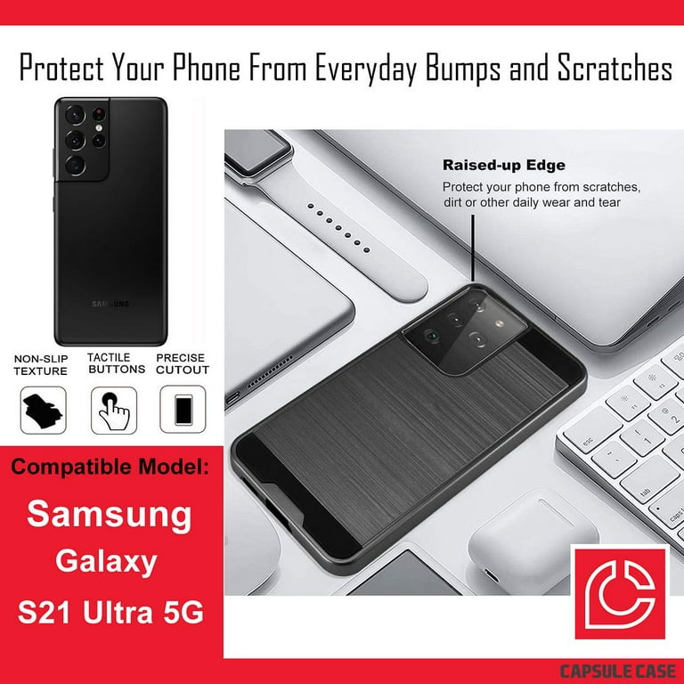 S-Cushion + Case] Galaxy S21 Ultra Premium Microfiber Shock Proof