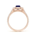 thumbnail image 2 of Angara Natural 1 Ct. Blue Sapphire with Diamond Halo Ring in 14K Rose Gold for Women (Ring Size: 11.5), 2 of 10