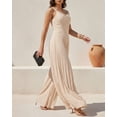 thumbnail image 5 of CHICME Jumpsuits for Women V Neck Spaghetti Strap Wide Leg Pleated Pants Summer Cami Overalls Apricot-L, 5 of 9
