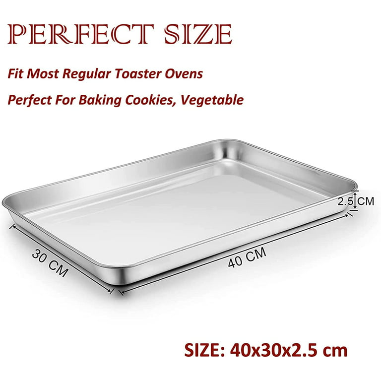 Baking Pans Set of 4, Stainless Steel Baking Pans, Large Framed Baking Pan  Cookie Sheets, Healthy Non-Toxic, Rust and Mirror Finished, Easy to Clean  and Dishwasher Safe (4 Different Sizes) 