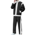 thumbnail image 4 of Wavsuf Men's Sweatsuits Set 2 piece Jogger Set for Men Pocket Zipper Drawstring Shirt Jacket and Sweatpants Black Size 3XL, 4 of 8
